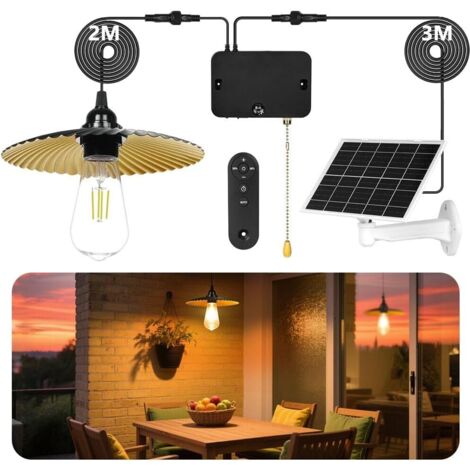 Luces solares para interior y exterior con control remoto, 7800mAh, 2 modos ajustables, encendido y apagado automático, IP54 resistente al agua, temporizador, carga USB, para jardín, pérgola, garaje