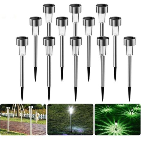 Luces solares para jardín, 12 luces LED solares para jardín, iluminación exterior, decoración para caminos, césped, jardín, luz blanca.