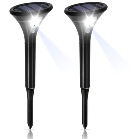 Luces solares para jardín exterior, impermeables, IP65, focos solares, luces LED de seguridad inalámbricas para exteriores, funcionan hasta 120 horas con sensor de movimiento [paquete de 4]