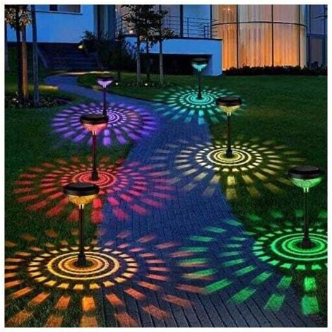 Luces solares para jardín exterior, paquete de 2, iluminación decorativa para jardín exterior, IP65, resistentes al agua, para caminos exteriores, jardín, césped y patio [Clase energética E]