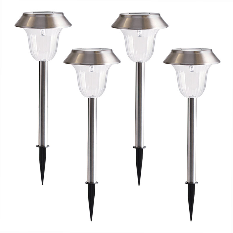

Luces solares para jardin, lampara de camino LED de acero inoxidable para exteriores,Multicolor, paquete de 4