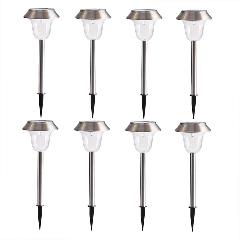 

Luces solares para jardin, lampara de camino LED de acero inoxidable para exteriores,Blanco, 8