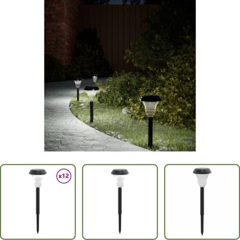 Luces solares para jardines -  Luces solares de camino con picos de tierra 12 uds luz blanca