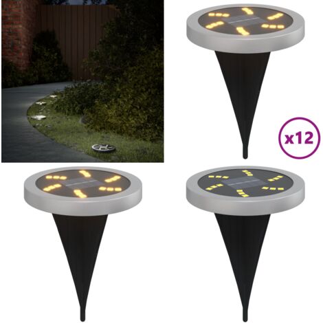 Luces solares suelo jardín con pico tierra blanco cálido 12 uds - Luces solares exteriores - Luces solares para patio