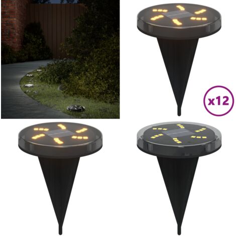 Luces solares suelo jardín con pico tierra blanco cálido 12 uds - Luces solares exteriores - Luces solares para patio