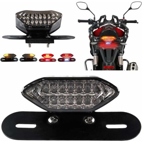 Luces traseras LED para motocicleta YMYNY, luces de freno integradas y luz indicadora de señal de giro, 5 W, 20 LED, soporte para matrícula (lente negra)