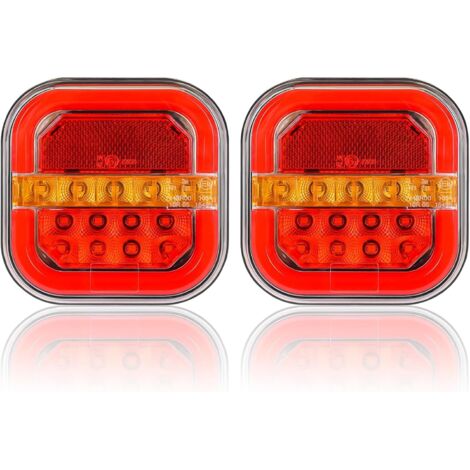 Luces traseras LED para remolque de 12/24 V, luz de freno impermeable, intermitente dinámico, reflector de matrícula, para autocaravanas, tractores y furgonetas, homologación E