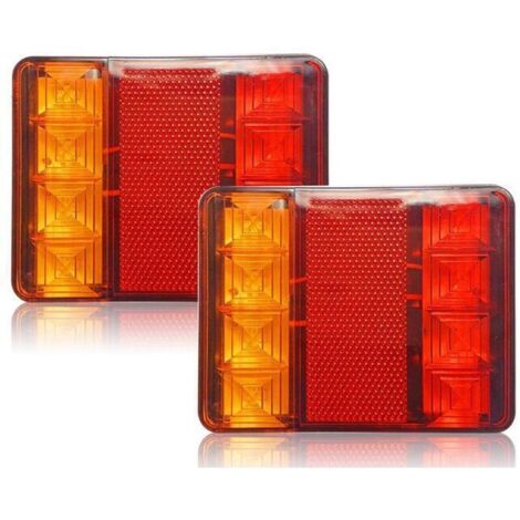 Luces y reflectores para remolque, 2 luces traseras LED de 12 V, luces traseras multifuncionales para tractor, camión y remolque.