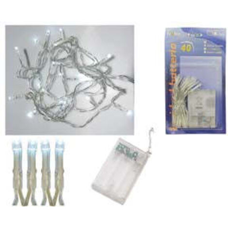Luci 40 Led Bianco Freddo A Batteria Per Interno - mt.0,2 + 2,4