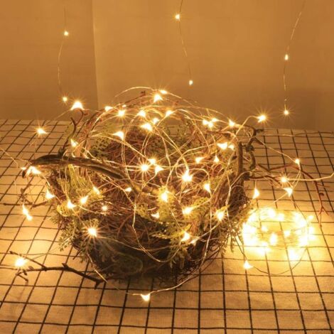 Luci a catena, luci a catena 5m 50 luci a LED a batteria Mini LED Illuminazione interna Decorazione per camera da letto Natale Festa di nozze Casa Giardino Bianco Bianco