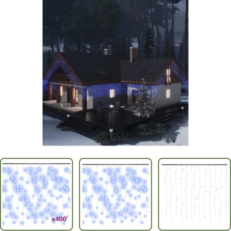 Luci a LED -  Luci a Ghiaccioli a LED 10 m 400 LED Blu 8 Funzioni