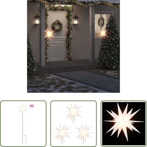 Luci a LED -  Luci di Natale con Picchi e LED 3 pz Pieghevoli Bianche 57 cm