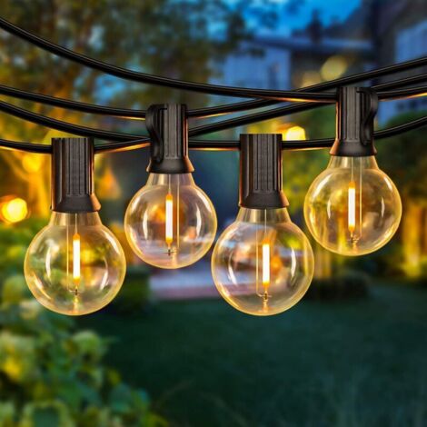 Luci a LED per esterni da 25 piedi con 25 lampadine G40 infrangibili, luci di Natale resistenti alle intemperie, illuminazione da giardino