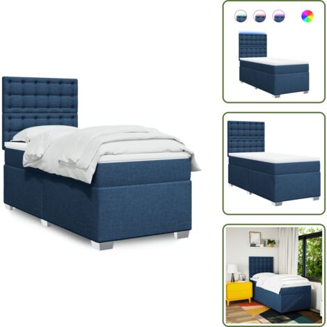 Luci a LED - vidaXL Giroletto a Molle con Materasso Blu 90x200 cm inTessuto - Coprimaterasso lavabile