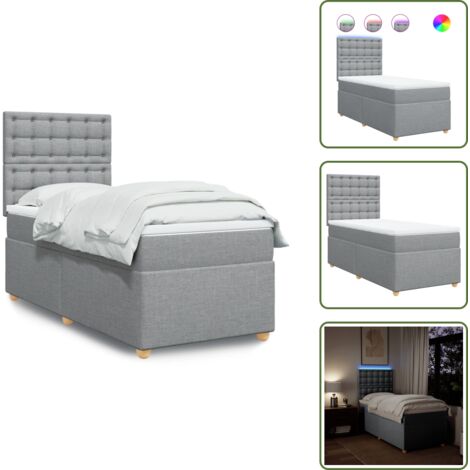 Luci a LED - vidaXL Giroletto a Molle con Materasso Grigio Chiaro 90x190 cm Tessuto - Coprimaterasso lavabile