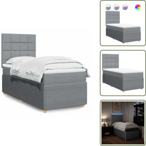 Luci a LED - vidaXL Giroletto a Molle con Materasso Grigio Chiaro 90x190 cm Tessuto - Coprimaterasso lavabile