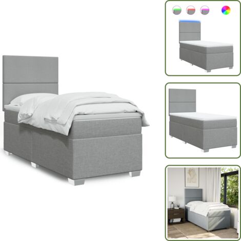 Luci a LED - vidaXL Giroletto a Molle con Materasso Grigio Chiaro 90x200 cm Tessuto - Coprimaterasso lavabile