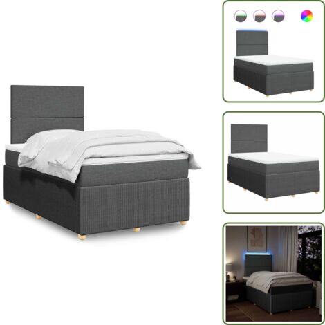 Luci a LED - vidaXL Giroletto a Molle con Materasso Grigio Scuro 120x200 cm Tessuto - Coprimaterasso lavabile