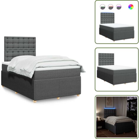 Luci a LED - vidaXL Giroletto a Molle con Materasso Grigio Scuro 120x200 cm Tessuto - Coprimaterasso lavabile