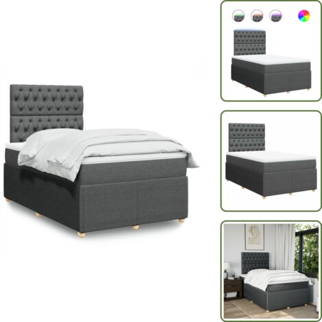 Luci a LED - vidaXL Giroletto a Molle con Materasso Grigio Scuro 120x200 cm Tessuto - Coprimaterasso lavabile