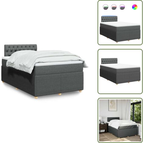 Luci a LED - vidaXL Giroletto a Molle con Materasso Grigio Scuro 120x200 cm Tessuto - Letto con testiera