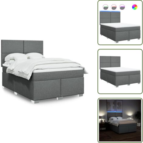 Luci a LED - vidaXL Giroletto a Molle con Materasso Grigio Scuro 140x190 cm Tessuto - Coprimaterasso lavabile