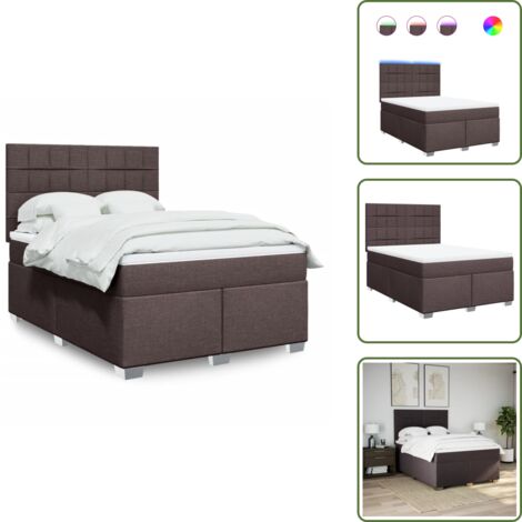 Luci a LED - vidaXL Giroletto a Molle con Materasso Marrone Scuro 140x190cm Tessuto - Coprimaterasso lavabile