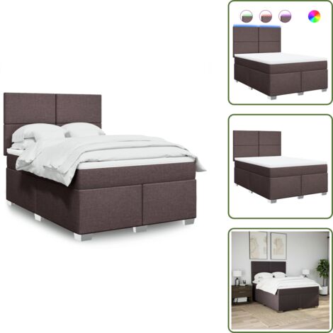 Luci a LED - vidaXL Giroletto a Molle con Materasso Marrone Scuro 160x200cm Tessuto - Coprimaterasso lavabile