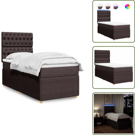 Luci a LED - vidaXL Giroletto a Molle con Materasso Marrone Scuro 90x190cm Tessuto - Coprimaterasso lavabile