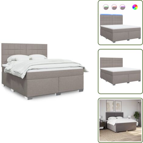 Luci a LED - vidaXL Giroletto a Molle con Materasso Tortora 180x200 cm in Tessuto - Coprimaterasso lavabile