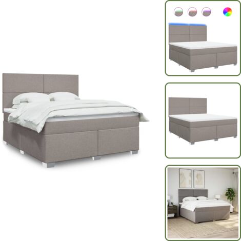 Luci a LED - vidaXL Giroletto a Molle con Materasso Tortora 180x200 cm in Tessuto - Coprimaterasso lavabile