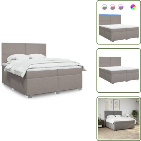 Luci a LED - vidaXL Giroletto a Molle con Materasso Tortora 200x200 cm in Tessuto - Coprimaterasso lavabile