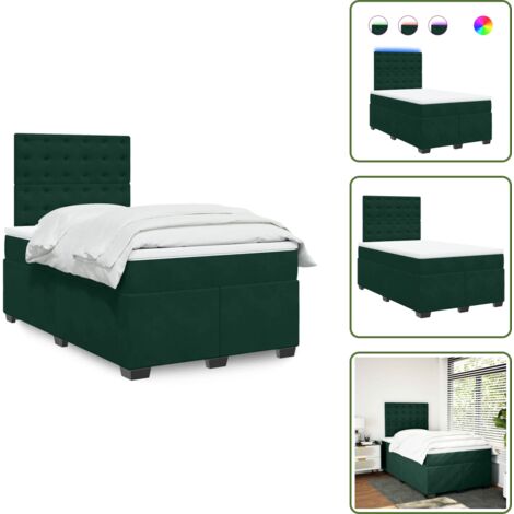 Luci a LED - vidaXL Giroletto a Molle con Materasso Verde Scuro 120x190 cm Velluto - Letto con materasso