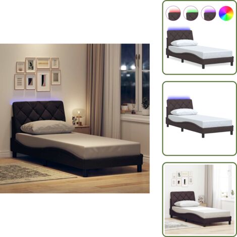 Luci a LED - vidaXL Giroletto con LED senza Materasso Marrone Scuro 90x200 cm - Design moderno