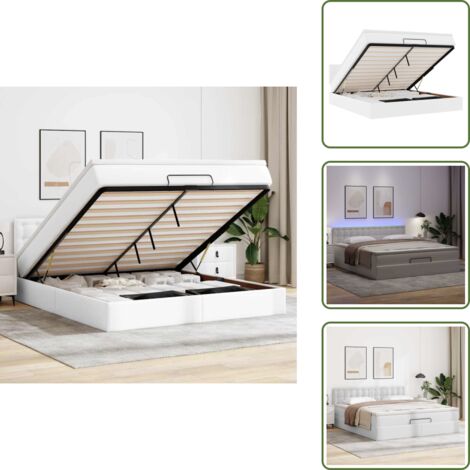 Luci a LED - vidaXL Pouf Letto con Materassi e LED Bianco Puro 160x200cm Similpelle - Coprimaterasso
