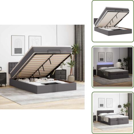 Luci a LED - vidaXL Pouf Letto con Materassi e LED Grigio 140x190cm Similpelle - Coprimaterasso
