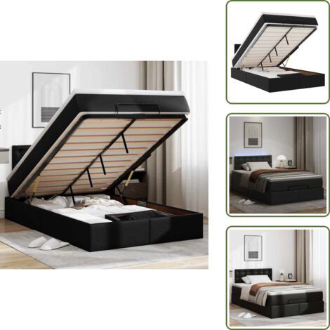 Luci a LED - vidaXL Pouf Letto con Materassi e LED Nero 120x190 cm Similpelle - Coprimaterasso