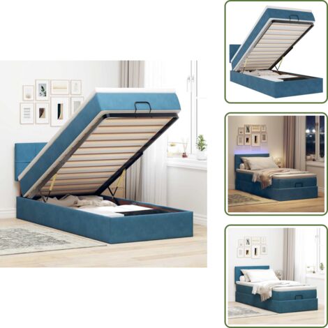 Luci a LED - vidaXL Pouf Letto con Materasso e LED Blu Scuro 80x200cm in Velluto - Letto con testiera