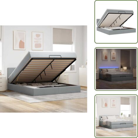 Luci a LED - vidaXL Pouf Letto con Materasso e LED Grigio Chiaro 180x200cm Tessuto - Stoccaggio sotto letto