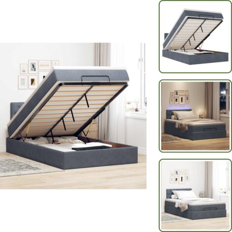 Luci a LED - vidaXL Pouf Letto con Materasso e LED Grigio Scuro 120x190cm Velluto - Letto con testiera
