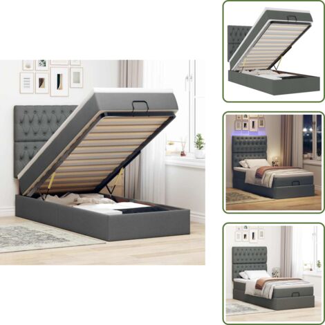 Luci a LED - vidaXL Pouf Letto con Materasso e LED Grigio Scuro 80x200cm in Tessuto - Archiviazione sotto letto