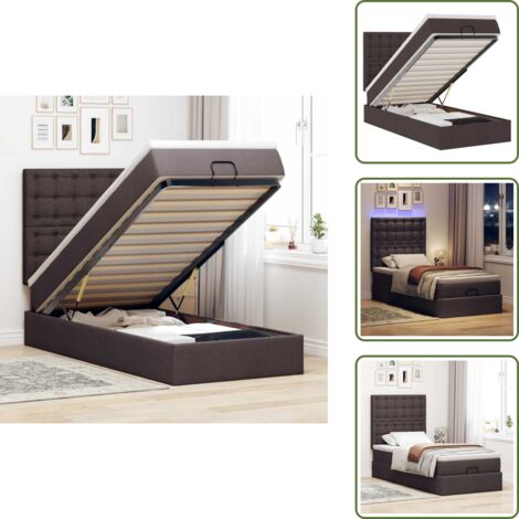 Luci a LED - vidaXL Pouf Letto con Materasso e LED Marrone Scuro 90x200 cm Tessuto - Stoccaggio sotto il letto