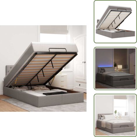 Luci a LED - vidaXL Pouf Letto con Materasso e LED Tortora 120x190cm in Tessuto - Stoccaggio sotto letto