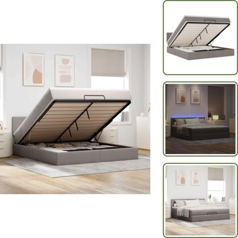 Luci a LED - vidaXL Pouf Letto con Materasso e LED Tortora 180x200cm in Tessuto - Letto con testiera