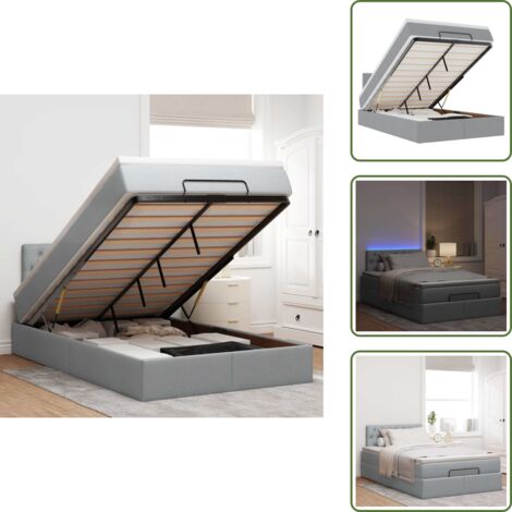 Luci a LED - vidaXL Pouf Letto con Materasso Grigio Chiaro 120x200 cm in Tessuto - Letto con testiera
