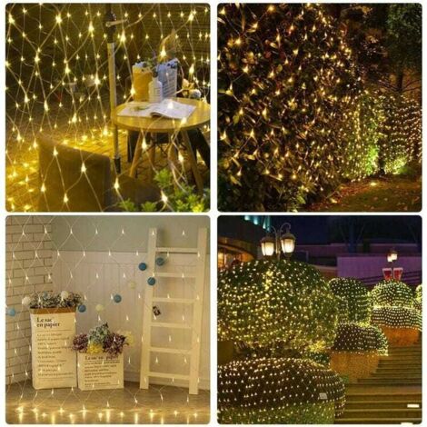 Luci a rete, 192 pezzi luci a rete a LED 3M X 2M per feste di Natale, casa, giardino, bianco caldo