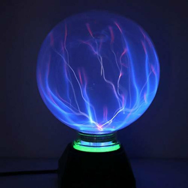 Image of Goeco - Luci a sfera al plasma, luce al plasma magica da 5 pollici, lampada statica a globo, luce magica elettrostatica sensibile al tocco, luce blu