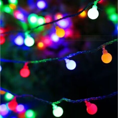 Luci a stringa a batteria, 10 m, 80 sfere LED, luci a stringa impermeabili per uso interno ed esterno, Natale (multicolore)