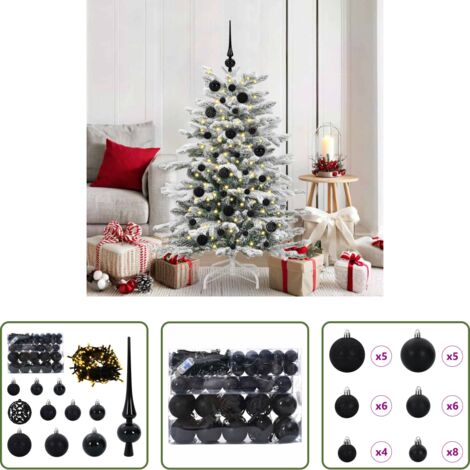Luci a stringa -  Set di Palle di Natale con 150 LED 61 pcs Nero Plastica