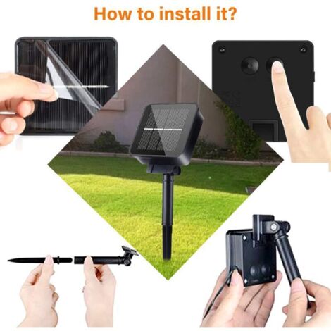 Luci a stringa solari - 40 LED a forma di cristallo per uso interno ed esterno, 8 modalità per giardino, patio, balcone, alberi, matrimoni, feste NPTERBL